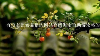 有没有比较靠谱的网站介绍海南自助游攻略的啊？