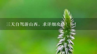 三天自驾游山西，求详细攻略！！！