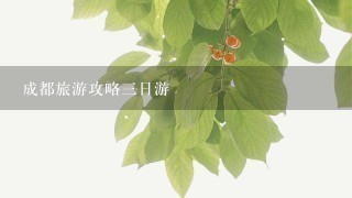 成都旅游攻略三日游