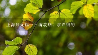 上海到无锡一日游攻略，求详细的