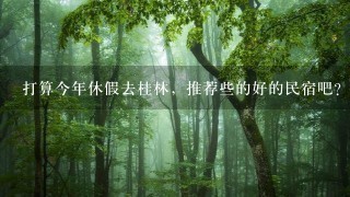 打算今年休假去桂林，推荐些的好的民宿吧？