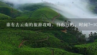 谁有去云南的旅游攻略，自由行的。时间7-10天，从武汉出发，大理/丽江必去，其他的景点有哪些推荐的？