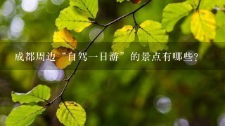 成都周边“自驾1日游”的景点有哪些？